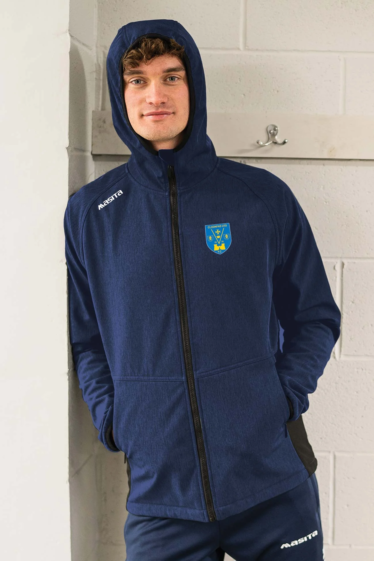 Cloonfad Utd Navy Softshell Hoodie Jacket Kids & Adults