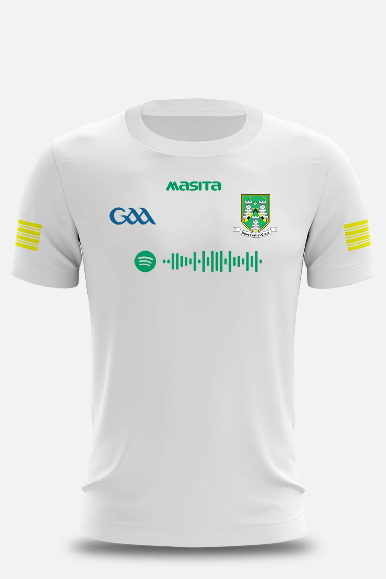 Threecastles GAA White Training Jersey Player Fit Adult